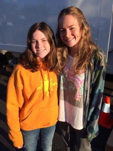 Day 1 of filming & my girl meets the incredible star of my movie, Britt Robertson